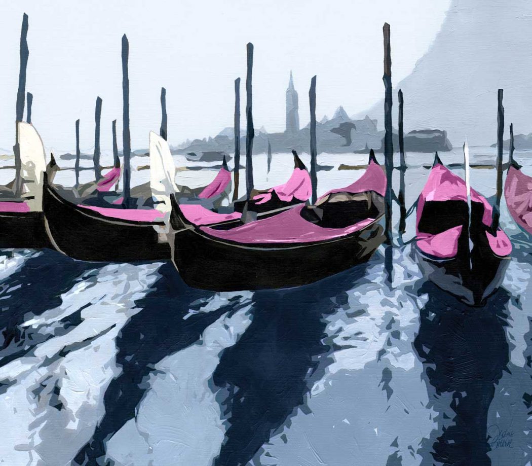 Visuel Tete de lit Les Gondoles de Venise Rose 160*140 cm