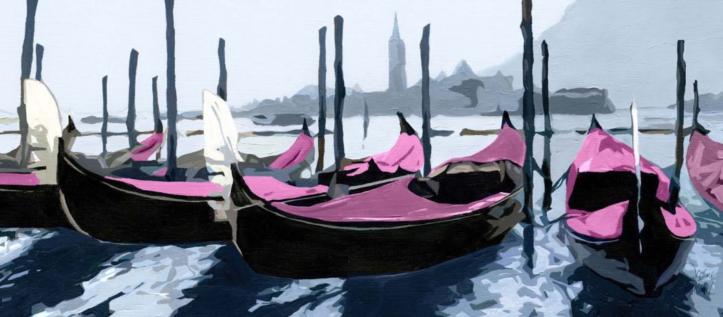 Visuel tete de lit Gondoles a Venise rose 160*70 cm