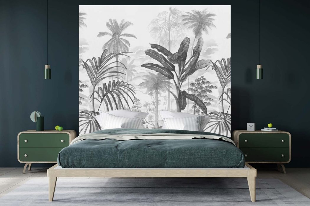 Tête de lit Jardin Tropical N&B 160*140 cm