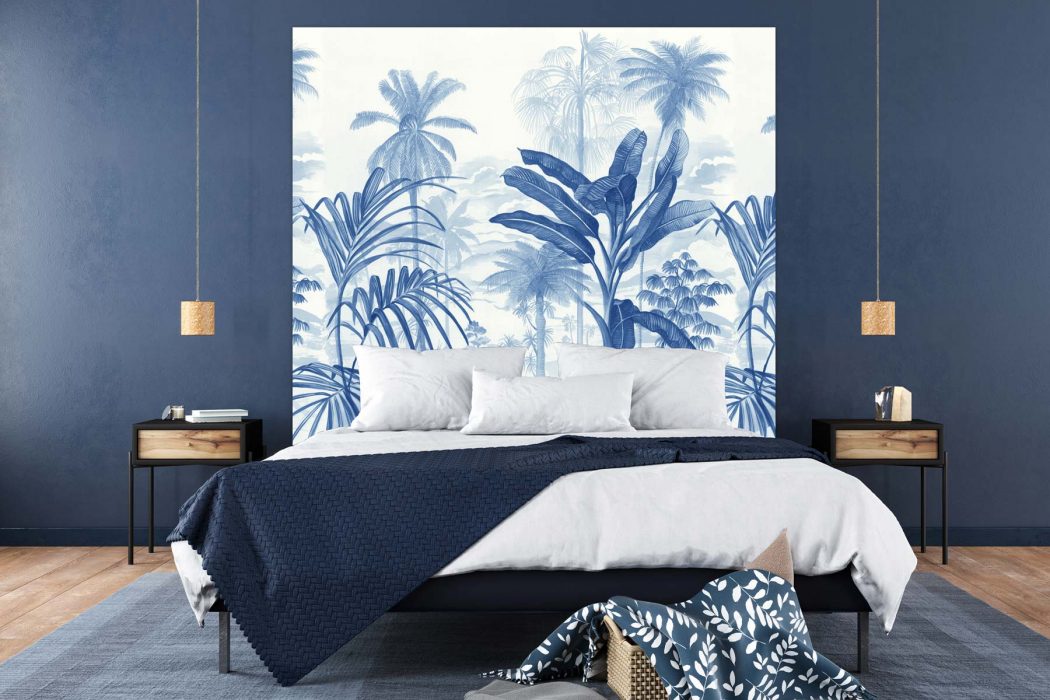 Tête de lit Jardin Tropical Bleu 160*140 cm