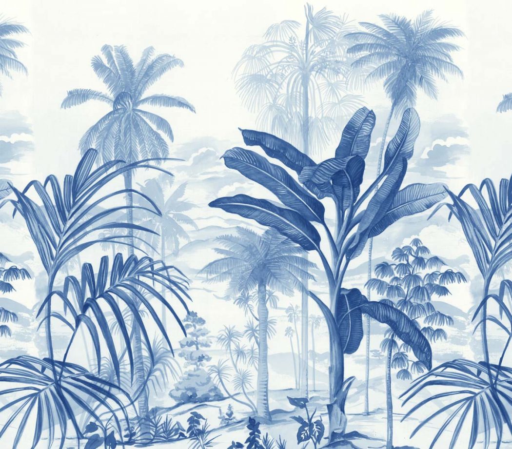 Visuel tête de lit Jardin Tropical Bleu 160*140 cm
