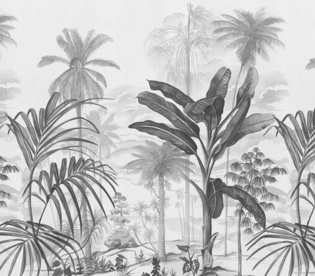 Visuel tête de lit Jardin Tropical N&B 160*140 cm