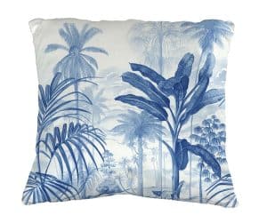 Coussin Jardin Tropical Bleu recto BD 40*40 cm